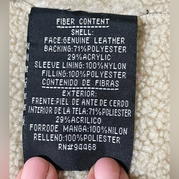 Vintage Esprit Suede Leather Sherpa Lined Button Up Coat Tan Size Large - Picture 6 of 14